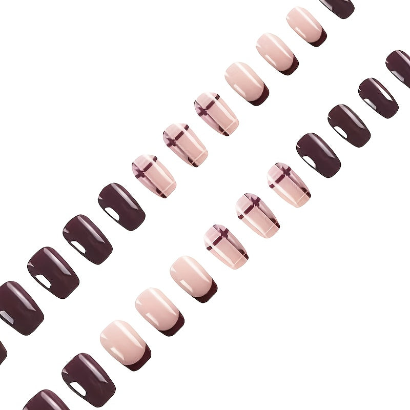 Upgrade Your Style with These 24pcs Short Square-Shaped Nails Featuring a Fresh Red Checkered Design. These Red False Nails Are Extendable And Removable, Complete with Jelly Glue And a Nail File.