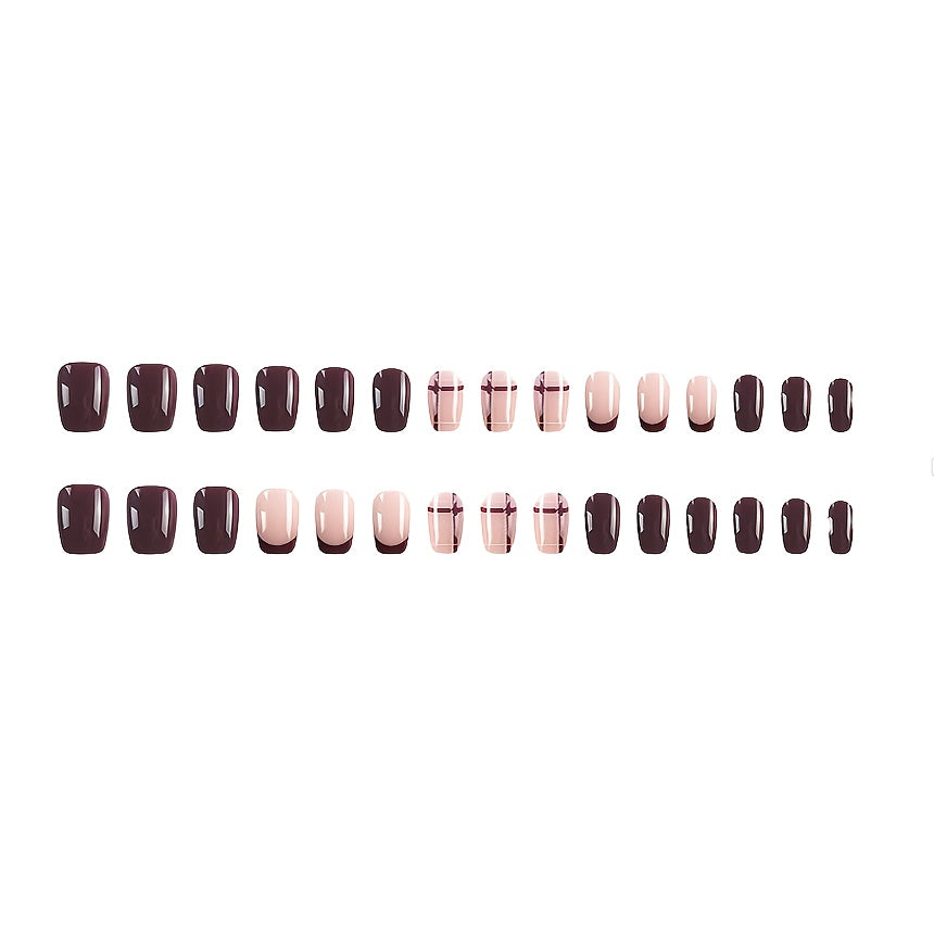 Upgrade Your Style with These 24pcs Short Square-Shaped Nails Featuring a Fresh Red Checkered Design. These Red False Nails Are Extendable And Removable, Complete with Jelly Glue And a Nail File.