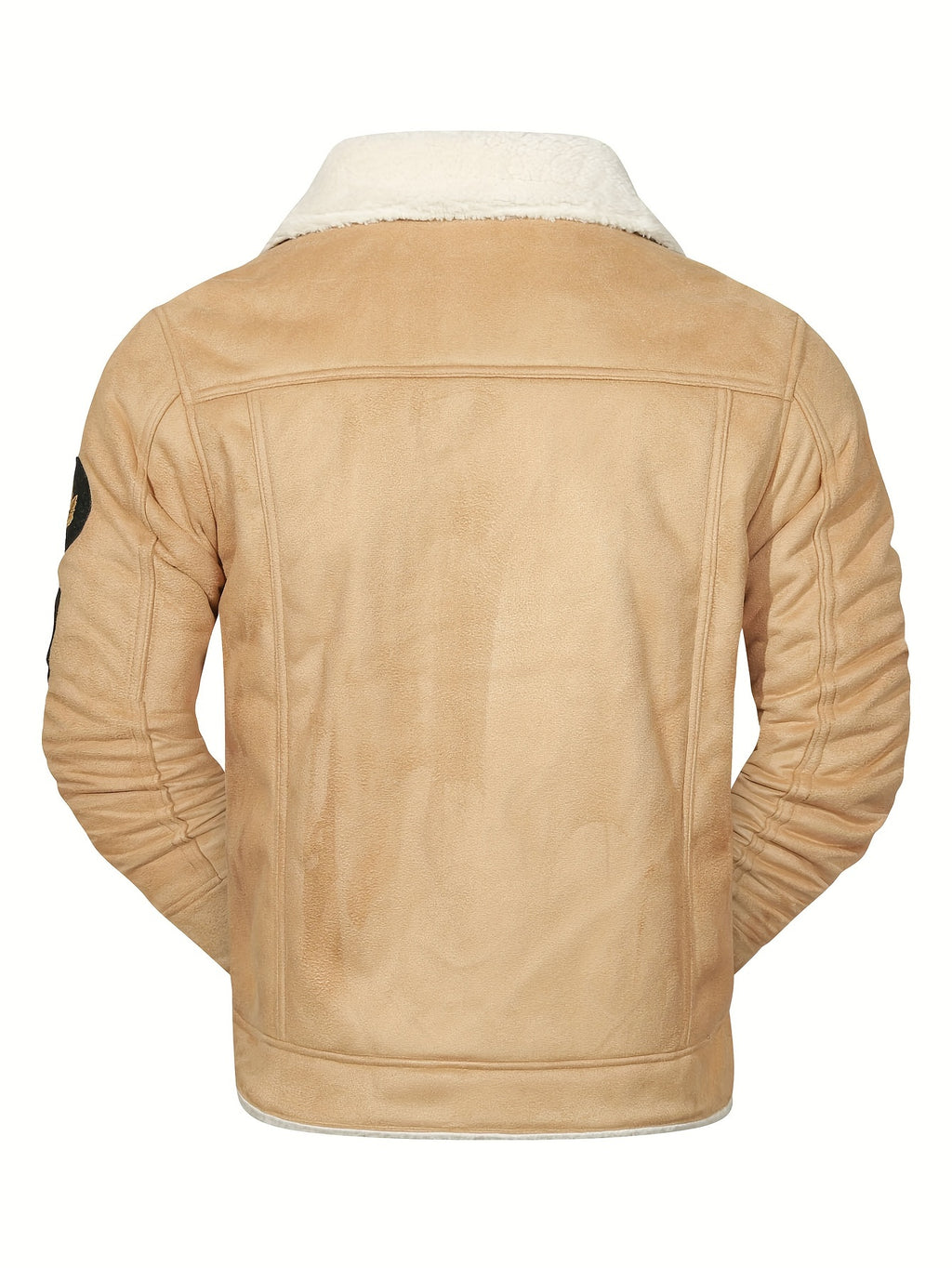 [Casual Polyester Jacket] Polyester Men's Casual Jacket - Long Sleeve, Solid Color, Single Breasted Placket, Non-Stretch Fabric, Regular Length, with Pockets - Daily & Casual Wear, Chilly Weather Apparel | Subtle Embellished