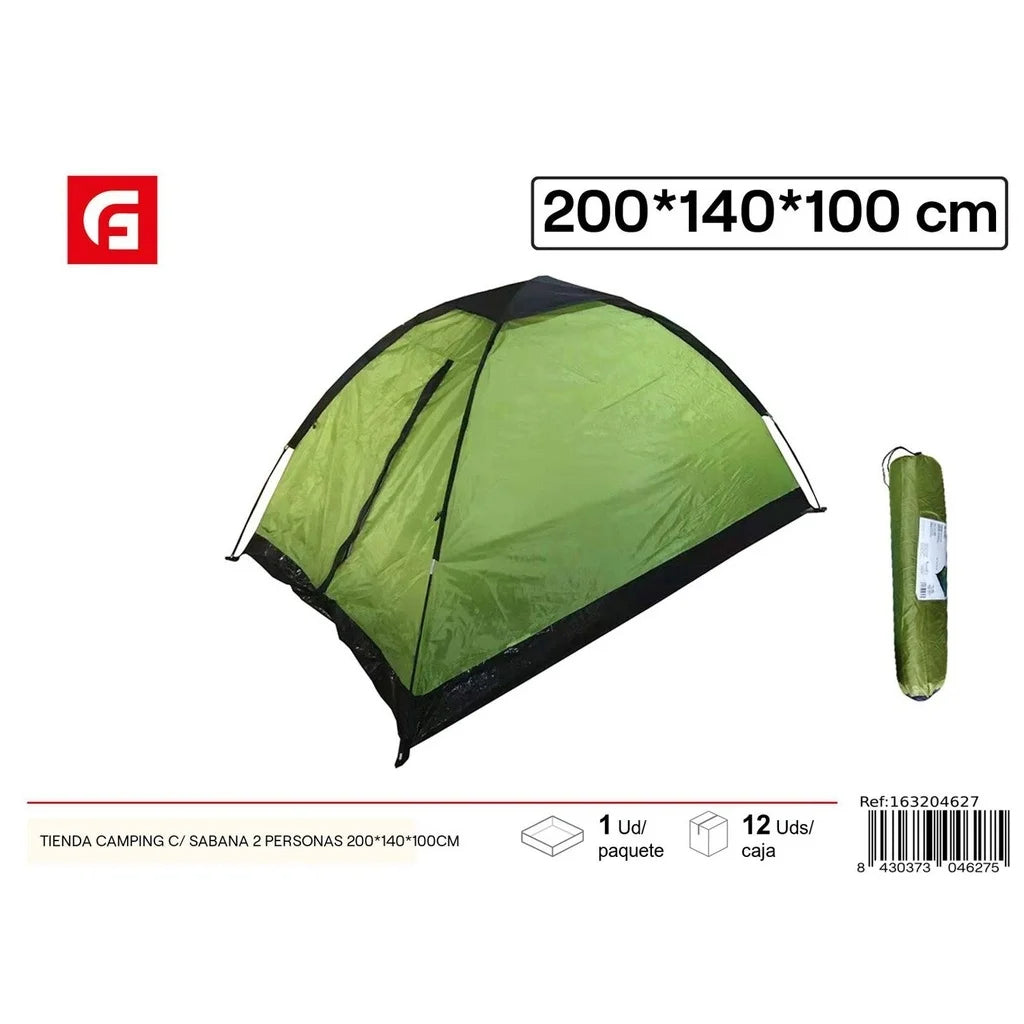 Camping tent with sheet for 2 people 200x140x100 cm - Summer accessories