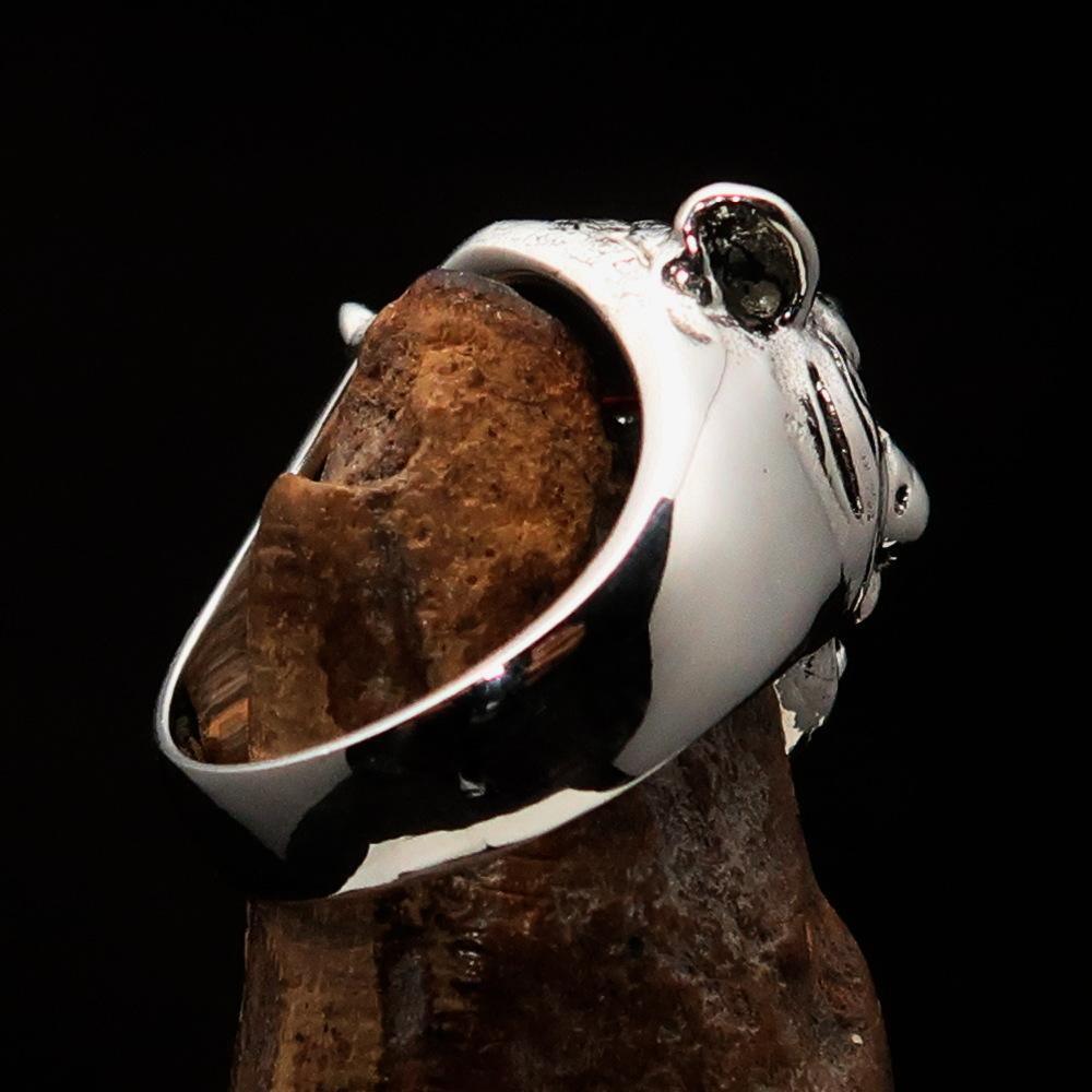 Excellent crafted Men's Tiger Ring red CZ Eyes - Sterling Silver