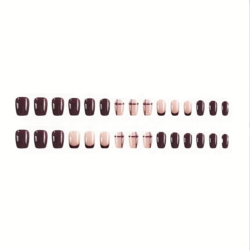 Upgrade Your Style with These 24pcs Short Square-Shaped Nails Featuring a Fresh Red Checkered Design. These Red False Nails Are Extendable And Removable, Complete with Jelly Glue And a Nail File.