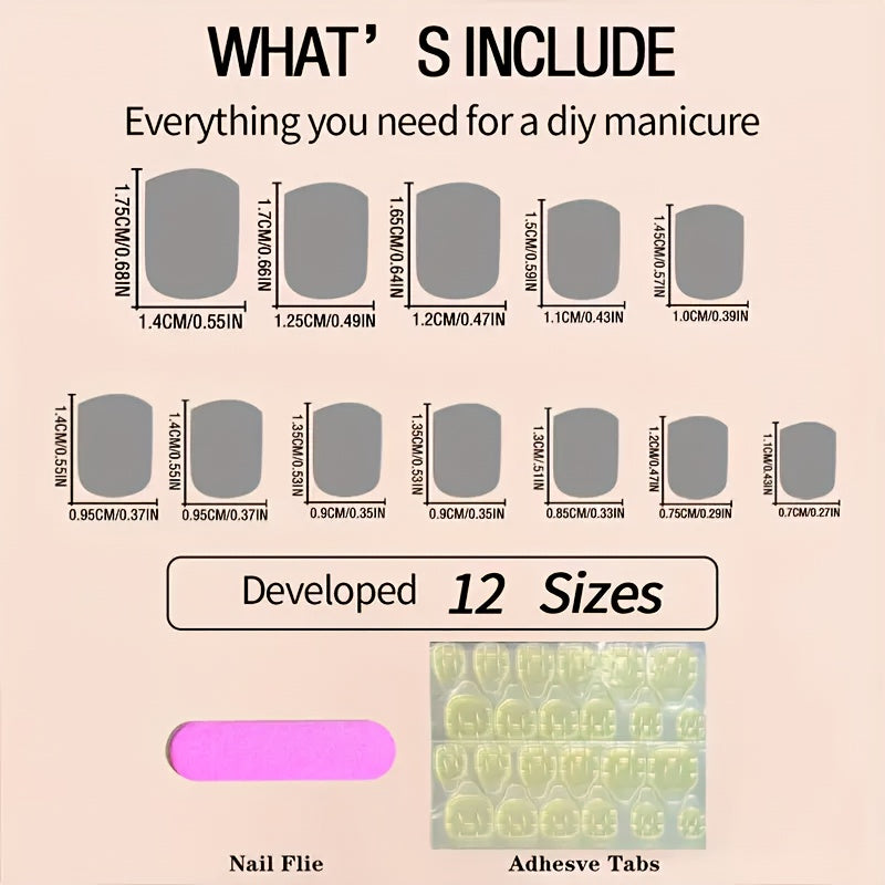 Upgrade Your Look 24pcs European Valentine's Day Style Heart & Flower Short False Nails with Removable Gel and Nail File